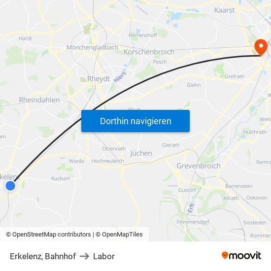 Erkelenz, Bahnhof to Labor map