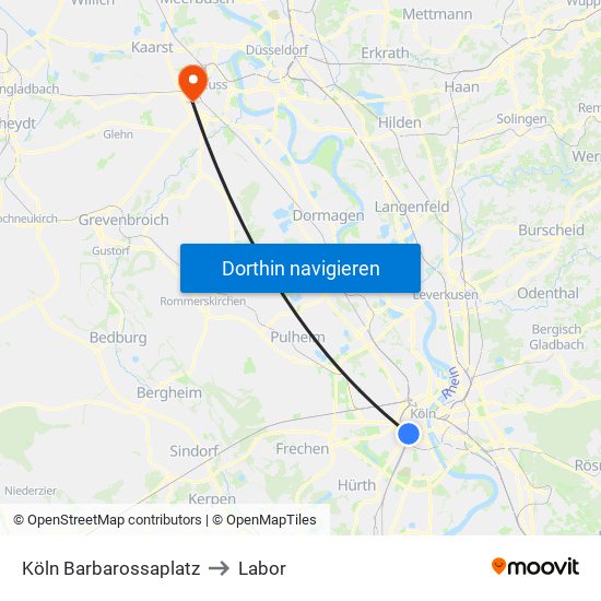 Köln Barbarossaplatz to Labor map