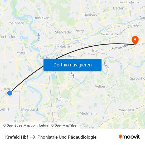 Krefeld Hbf to Phoniatrie Und Pädaudiologie map