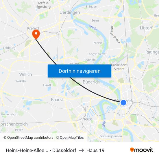 Heinr.-Heine-Allee U - Düsseldorf to Haus 19 map