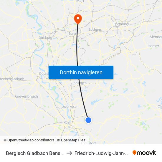 Bergisch Gladbach Bensberg to Friedrich-Ludwig-Jahn-Platz map