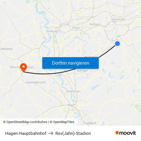 Hagen Hauptbahnhof to Rsv(Jahn)-Stadion map