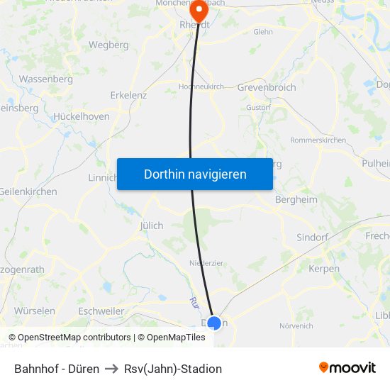 Bahnhof - Düren to Rsv(Jahn)-Stadion map