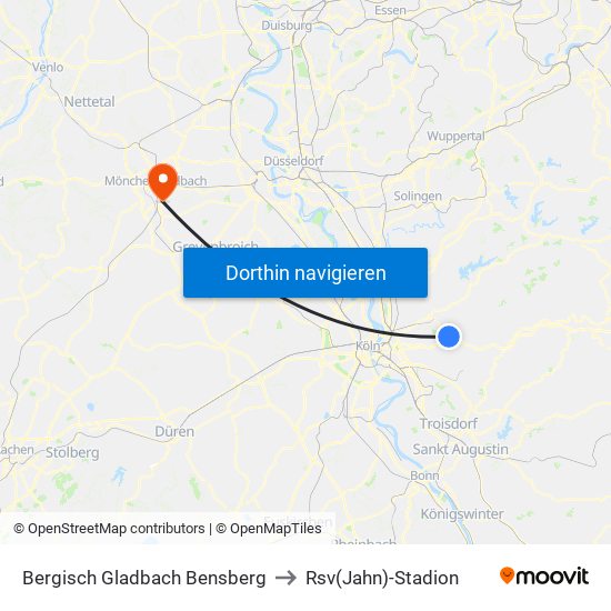 Bergisch Gladbach Bensberg to Rsv(Jahn)-Stadion map