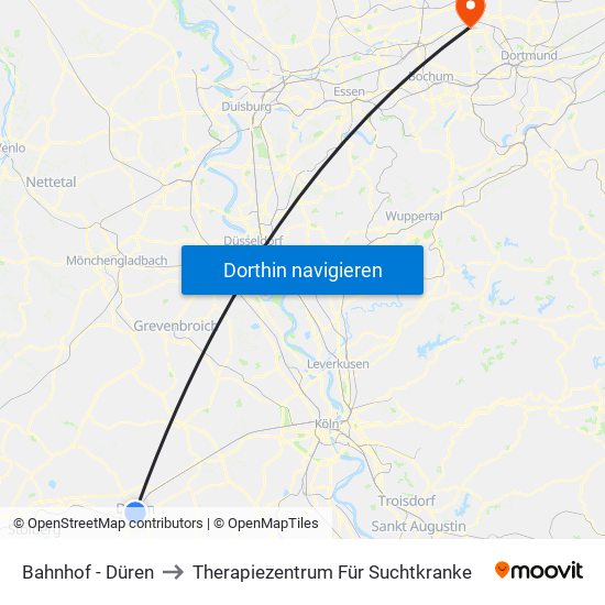 Bahnhof - Düren to Therapiezentrum Für Suchtkranke map