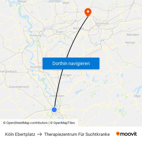 Köln Ebertplatz to Therapiezentrum Für Suchtkranke map