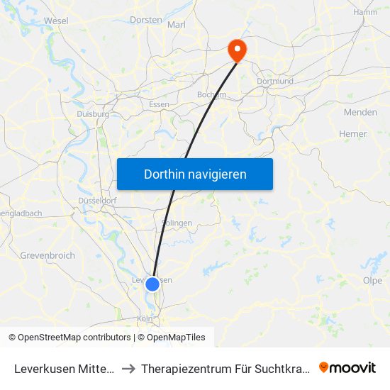 Leverkusen Mitte Bf to Therapiezentrum Für Suchtkranke map