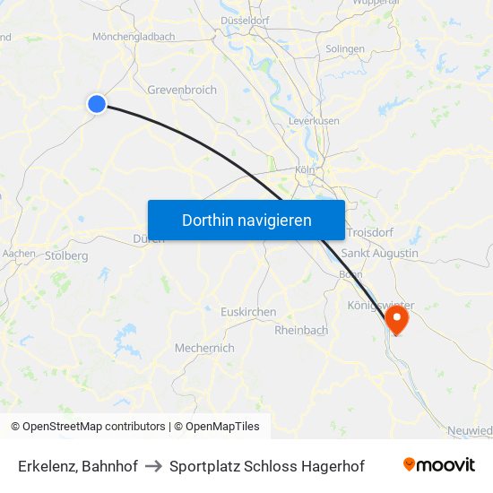 Erkelenz, Bahnhof to Sportplatz Schloss Hagerhof map