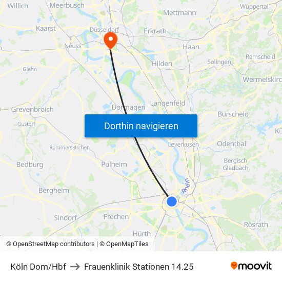 Köln Dom/Hbf to Frauenklinik Stationen 14.25 map