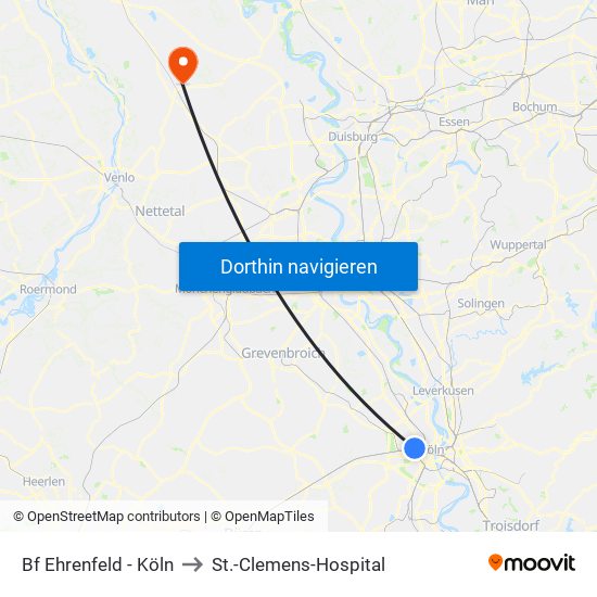 Bf Ehrenfeld - Köln to St.-Clemens-Hospital map