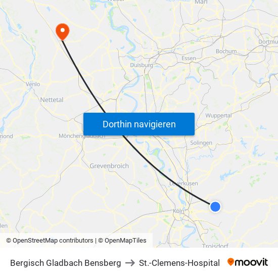 Bergisch Gladbach Bensberg to St.-Clemens-Hospital map