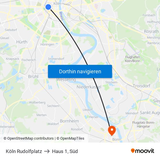 Köln Rudolfplatz to Haus 1, Süd map