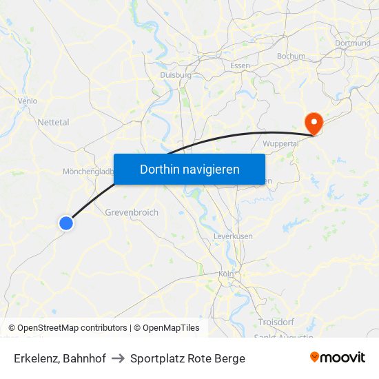 Erkelenz, Bahnhof to Sportplatz Rote Berge map