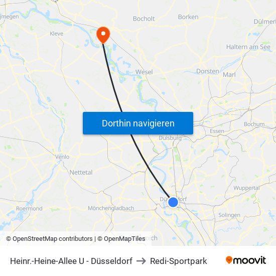 Heinr.-Heine-Allee U - Düsseldorf to Redi-Sportpark map