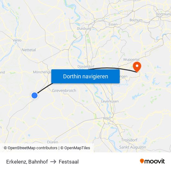 Erkelenz, Bahnhof to Festsaal map