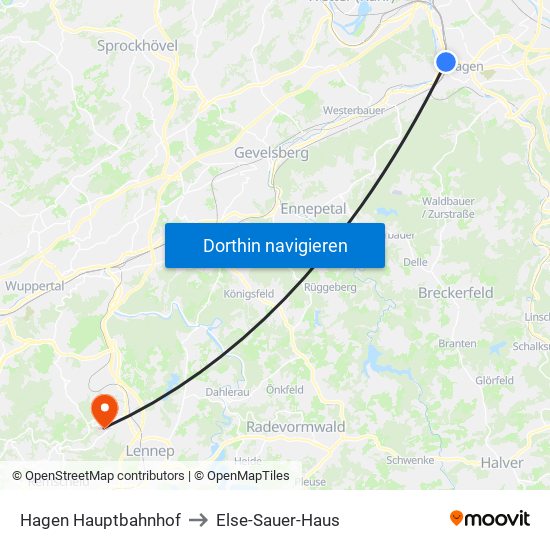 Hagen Hauptbahnhof to Else-Sauer-Haus map