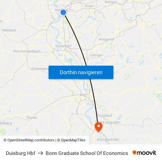 Duisburg Hbf to Bonn Graduate School Of Economics map