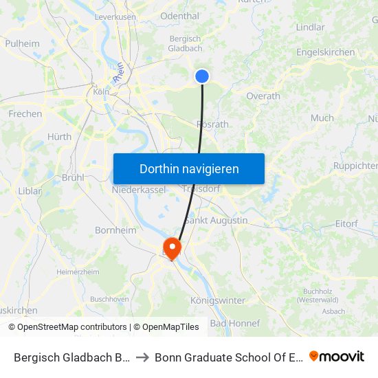 Bergisch Gladbach Bensberg to Bonn Graduate School Of Economics map