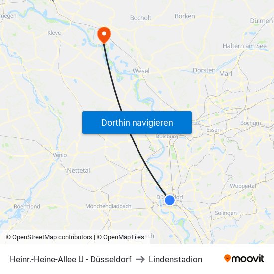 Heinr.-Heine-Allee U - Düsseldorf to Lindenstadion map
