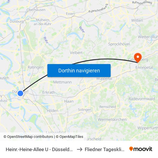 Heinr.-Heine-Allee U - Düsseldorf to Fliedner Tagesklinik map