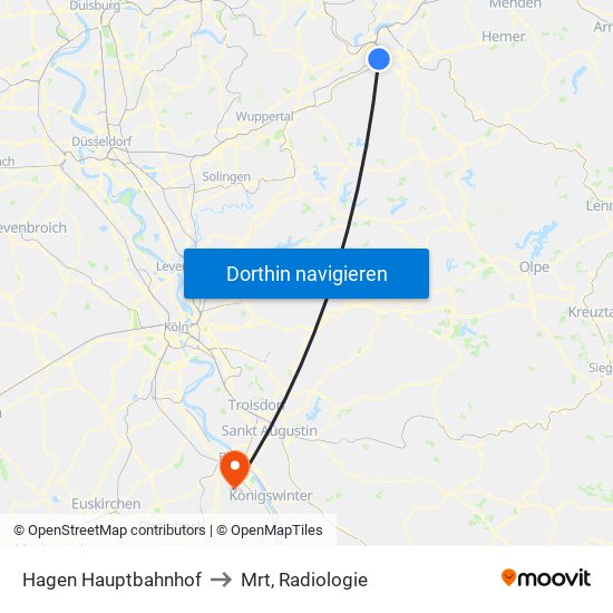 Hagen Hauptbahnhof to Mrt, Radiologie map