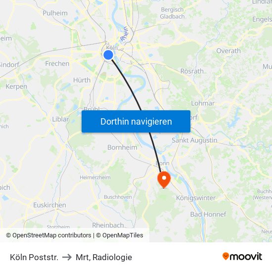 Köln Poststr. to Mrt, Radiologie map