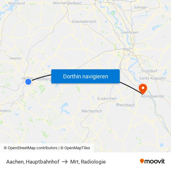 Aachen, Hauptbahnhof to Mrt, Radiologie map