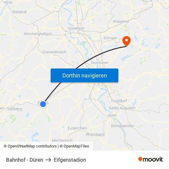 Bahnhof - Düren to Eifgenstadion map