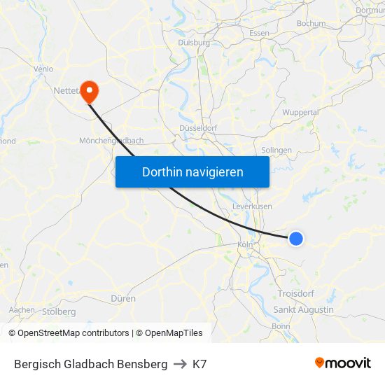 Bergisch Gladbach Bensberg to K7 map