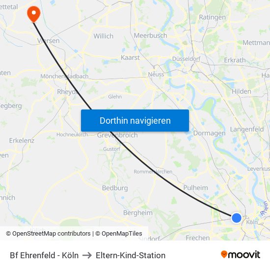 Bf Ehrenfeld - Köln to Eltern-Kind-Station map