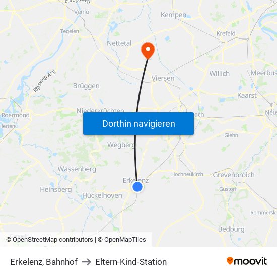 Erkelenz, Bahnhof to Eltern-Kind-Station map