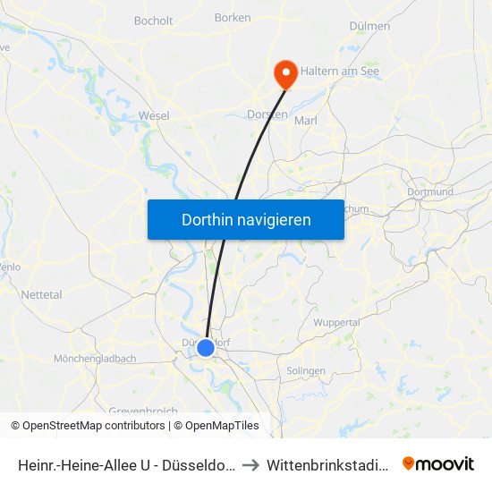 Heinr.-Heine-Allee U - Düsseldorf to Wittenbrinkstadion map