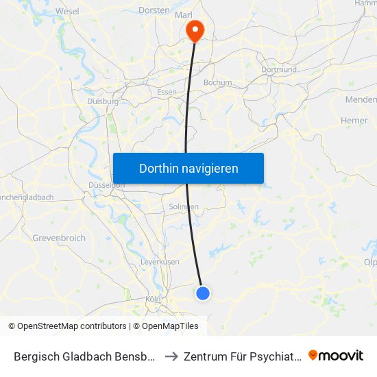 Bergisch Gladbach Bensberg to Zentrum Für Psychiatrie map