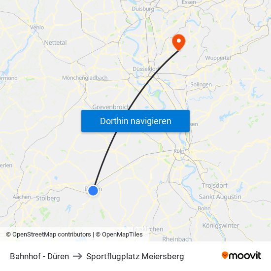 Bahnhof - Düren to Sportflugplatz Meiersberg map