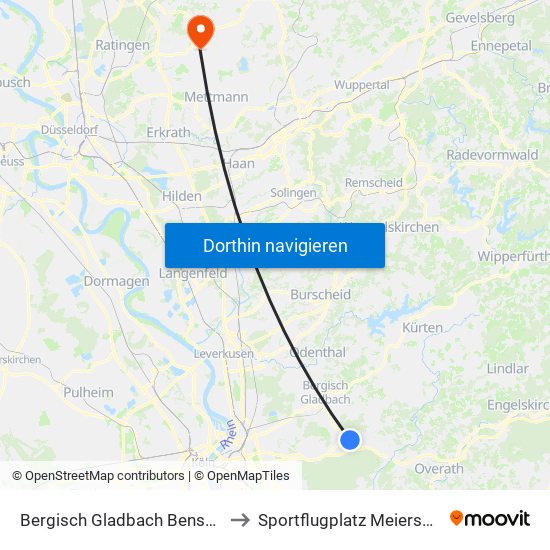 Bergisch Gladbach Bensberg to Sportflugplatz Meiersberg map