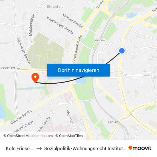 Köln Friesenplatz to Sozialpolitik / Wohnungsrecht Institut Für Ostrecht map