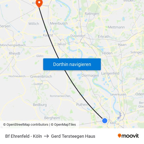 Bf Ehrenfeld - Köln to Gerd Tersteegen Haus map