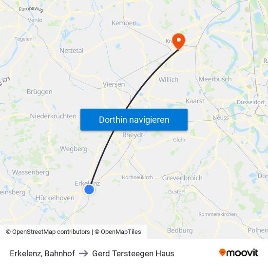 Erkelenz, Bahnhof to Gerd Tersteegen Haus map