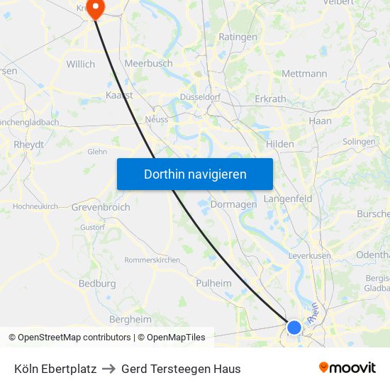 Köln Ebertplatz to Gerd Tersteegen Haus map