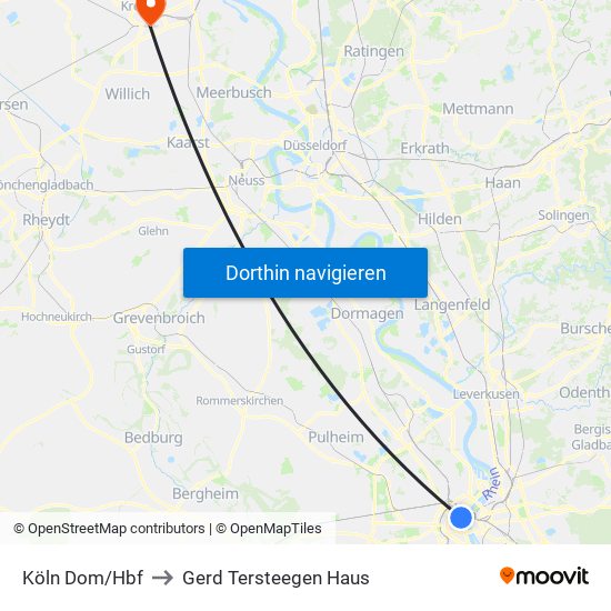 Köln Dom/Hbf to Gerd Tersteegen Haus map