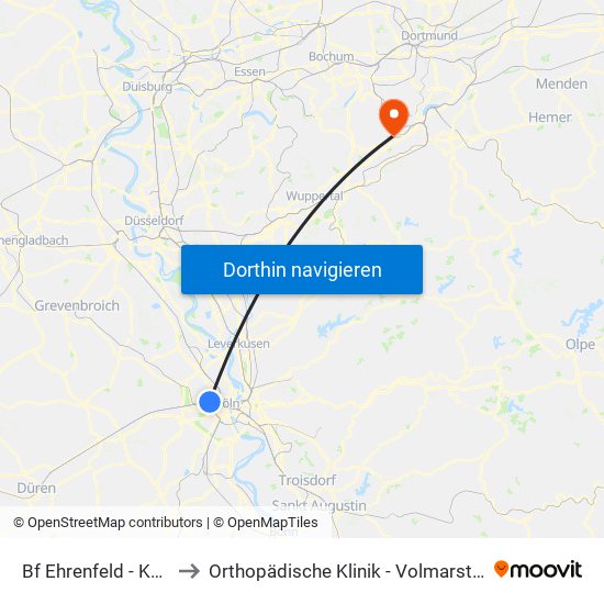 Bf Ehrenfeld - Köln to Orthopädische Klinik - Volmarstein map