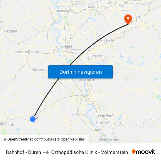 Bahnhof - Düren to Orthopädische Klinik - Volmarstein map