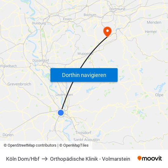 Köln Dom/Hbf to Orthopädische Klinik - Volmarstein map