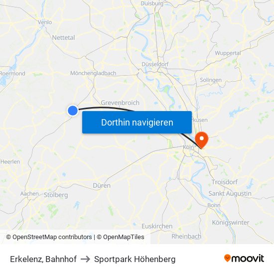 Erkelenz, Bahnhof to Sportpark Höhenberg map