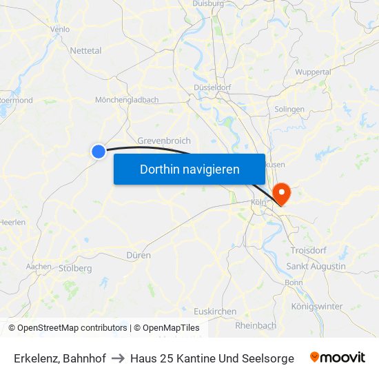 Erkelenz, Bahnhof to Haus 25 Kantine Und Seelsorge map