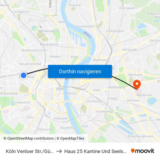 Köln Venloer Str./Gürtel to Haus 25 Kantine Und Seelsorge map