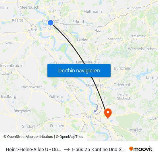 Heinr.-Heine-Allee U - Düsseldorf to Haus 25 Kantine Und Seelsorge map