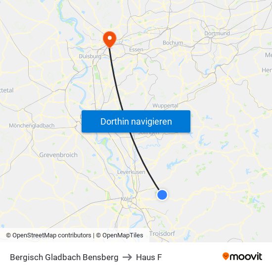 Bergisch Gladbach Bensberg to Haus F map