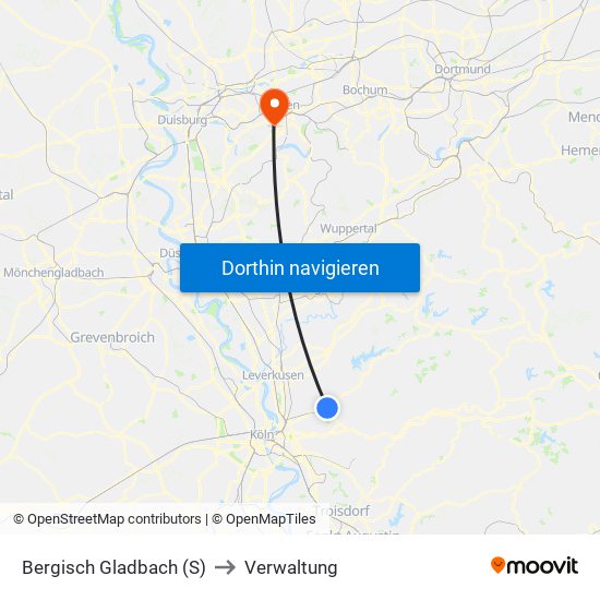 Bergisch Gladbach (S) to Verwaltung map