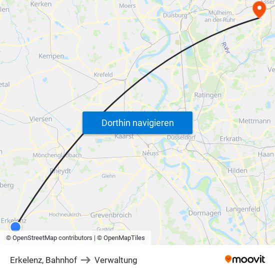 Erkelenz, Bahnhof to Verwaltung map